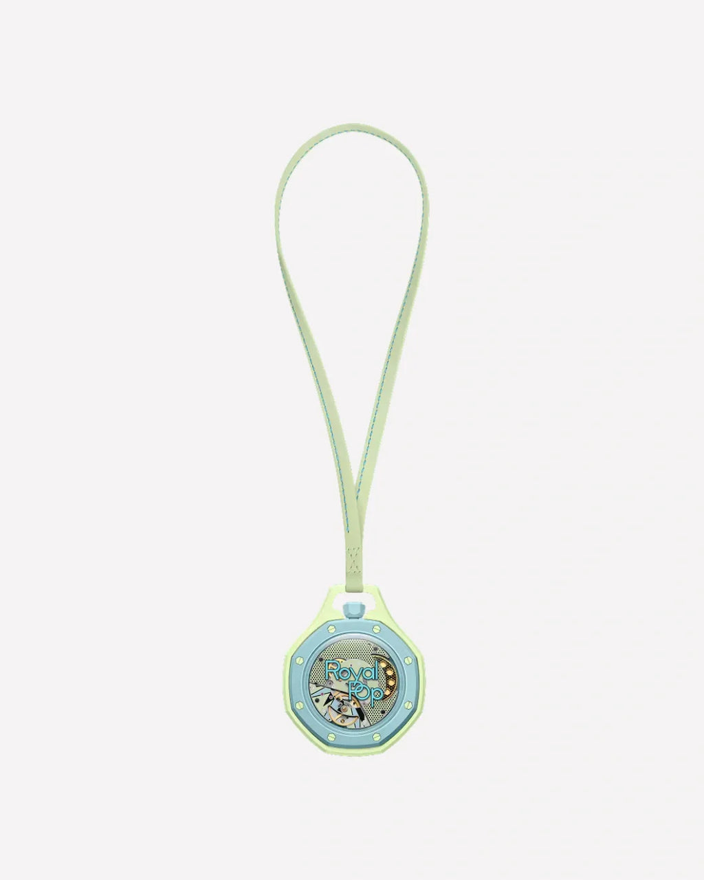 Montre de poche AP x Swatch Royal Pop BLAUE ACHT, cadran vert citron et accents bleu clair