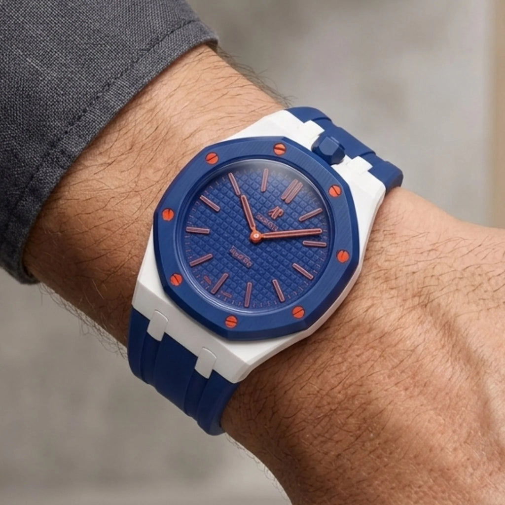Montre de poche AP x Swatch Royal Pop ORENJI HACHI, cadran bleu marine et accents orange