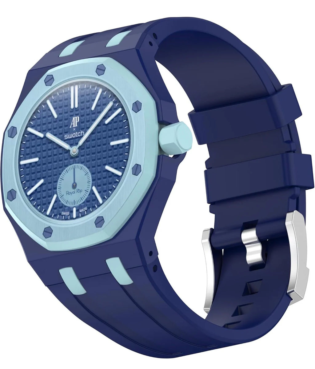 Montre de poche AP x Swatch Royal Pop LAN BA, cadran bleu et petite seconde bleu clair
